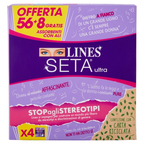 Lines Seta ultra Assorbenti con Ali 56+8 pz